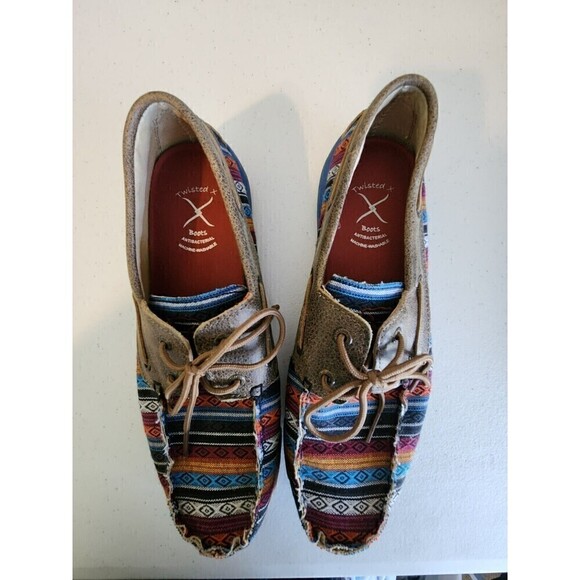 Twisted X Shoes - Twisted X Womens Boat Shoe Driving Moc Aztec Print Sz 9.5 See pics for condition